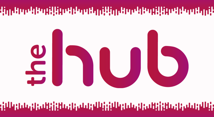 Pink text which says the hub